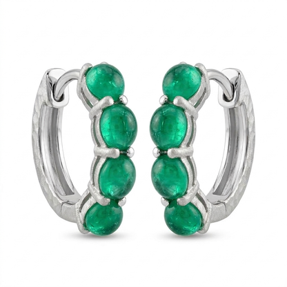 Cabochon-cut Emerald hoop earrings