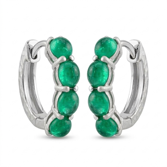Cabochon-cut Emerald hoop earrings
