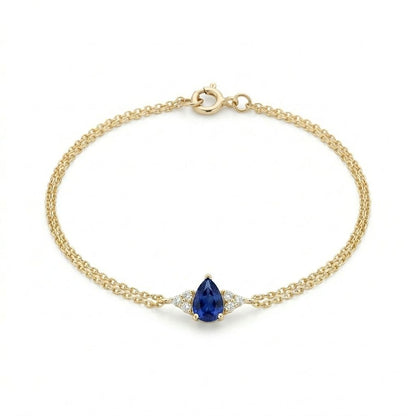 double forza chain with pear-shaped sapphire and diamonds