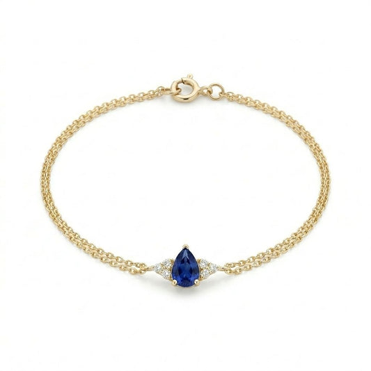 double forza chain with pear-shaped sapphire and diamonds