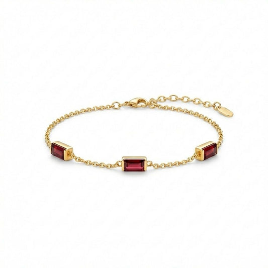 Baguette-cut rubies with forza chain